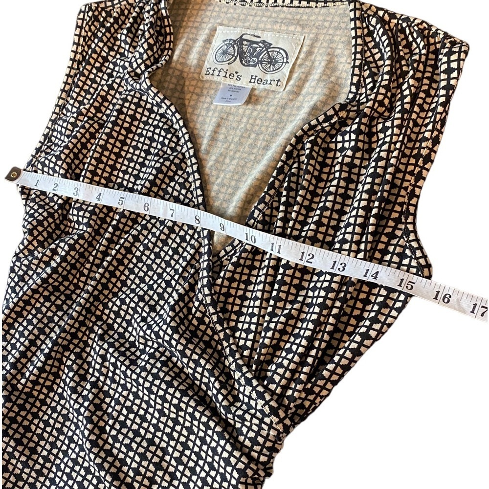 Effie's Heart V-Neck Plaid Patterened Faux Wrap Dress Size M - Picture 7 of 9